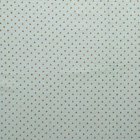 Tissu Double gaze de coton Etoiles Or sur fond Vert foncé - Par 10 cm