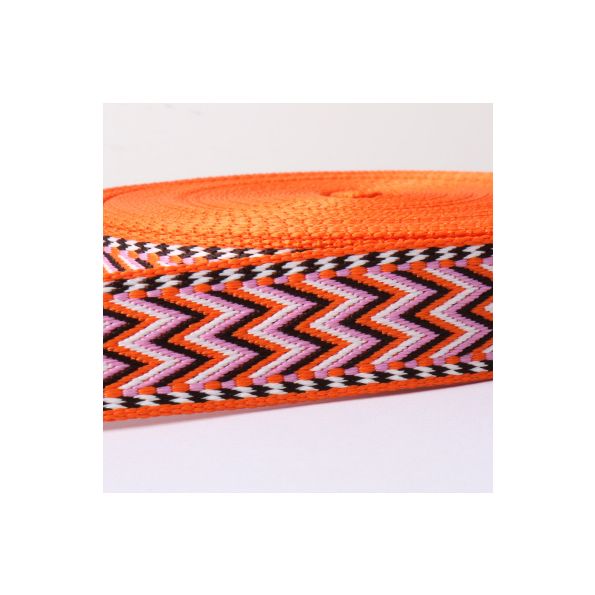 Sangle Polyester 38 mn Chevrons Orange x 1m