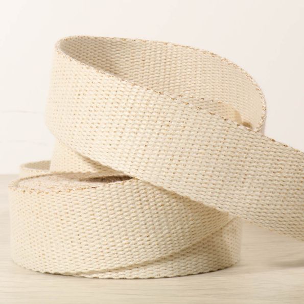 Sangle Coton 30 mm Lurex Or uni Ecru x1m