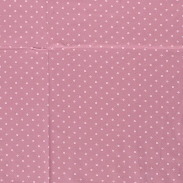 Tissu Jersey Coton Pois Rose pâle sur fond Vieux rose - Par 10 cm