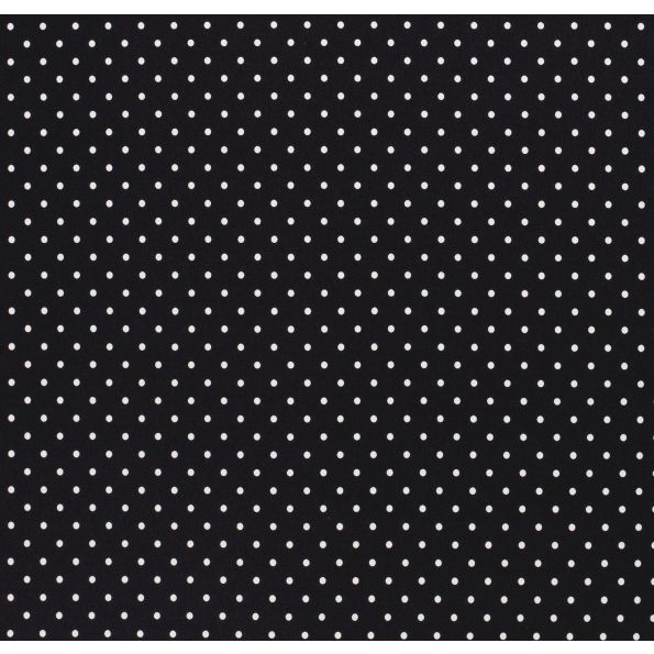 Tissu Jersey Coton Pois blanc sur fond Noir - Par 10 cm