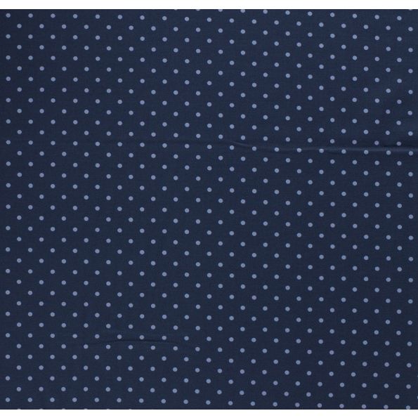 Tissu Jersey Coton Pois bleu ciel sur fond Bleu - Par 10 cm