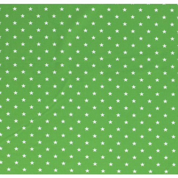 Tissu Jersey Coton Etoiles blanches sur fond Vert - Par 10 cm