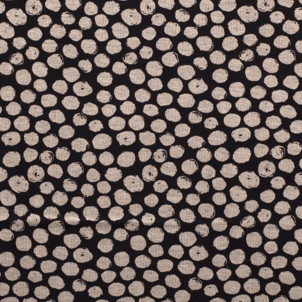 Tissu Maille Jersey Pois  sable sur fond Noir - Par 10 cm
