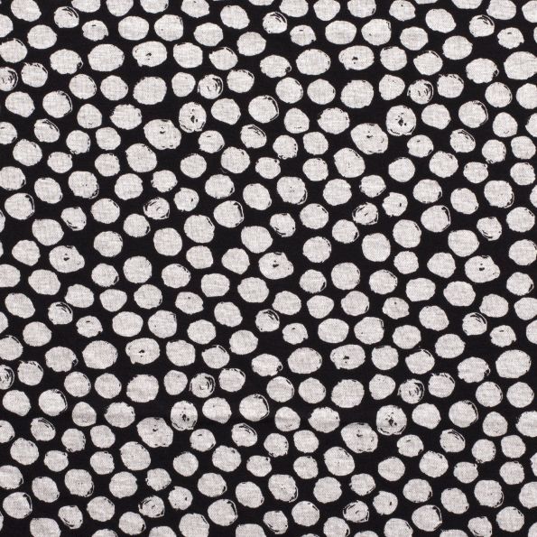 Tissu Maille Jersey Pois  gris sur fond Noir - Par 10 cm