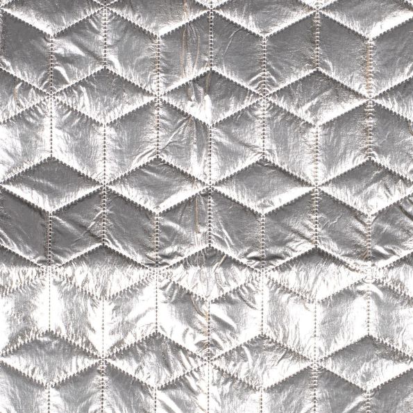 Tissu Doudoune Matelassé sur fond Gris Argent - Par 10 cm