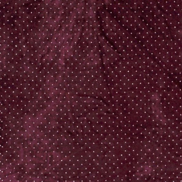 Tissu Velours jersey épais Strass argentés sur fond Prune - Par 10 cm