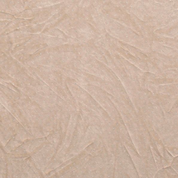 Tissu Velours jersey épais Strass argentés sur fond Beige - Par 10 cm