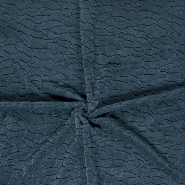Tissu Fausse fourrure Ultra doux Écailles en relief Bleu acier - Par 10 cm