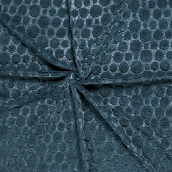 Tissu Fausse fourrure Ultra doux Pois en relief Bleu acier - Par 10 cm
