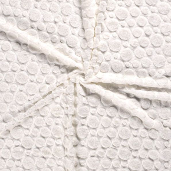Tissu Fausse fourrure Ultra doux Pois en relief Ecru - Par 10 cm