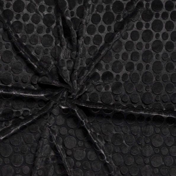 Tissu Fausse fourrure Ultra doux Pois en relief Noir - Par 10 cm