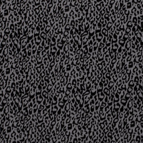 Tissu Jersey  Milano Tâches léopards noir  en relief velours sur fond Gris clair - Par 10 cm
