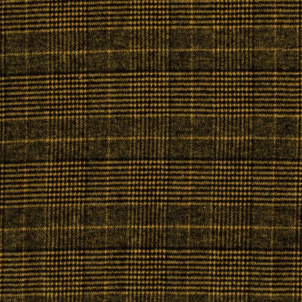 Tissu Jacquard Toucher laine Carreaux sur fond Jaune - Par 10 cm