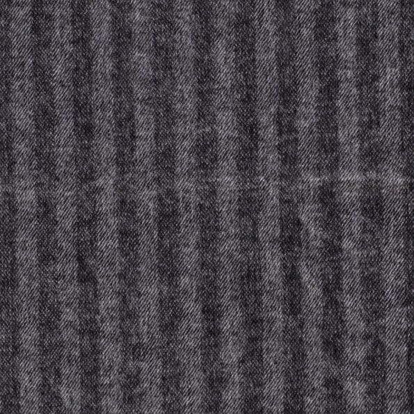 Tissu Jacquard Toucher laine Rayures sur fond Noir - Par 10 cm