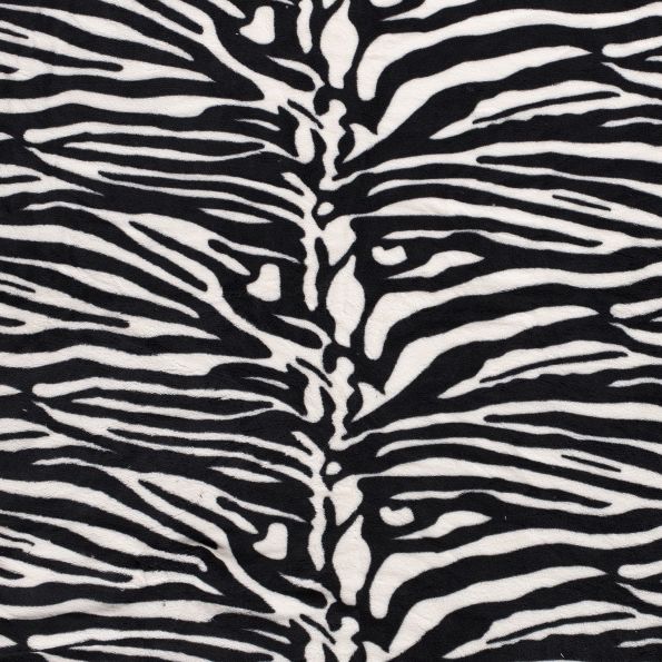 Tissu Doudou Zébré noir sur fond Ecru - Par 10 cm