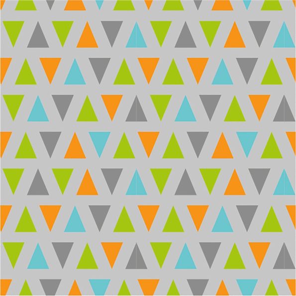 Tissu Jersey Coton Triangles multicolores sur fond Gris - Par 10 cm