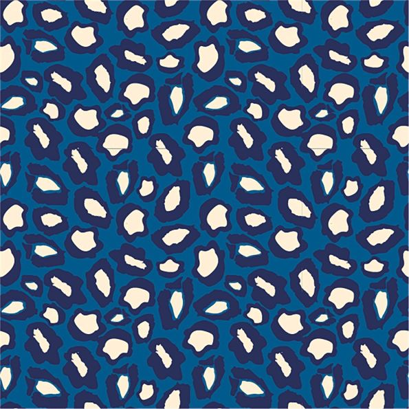 Tissu Jersey Coton Tâches léopard sur fond Bleu - Par 10 cm