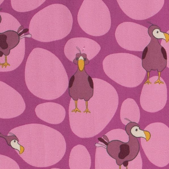 Tissu Jersey Coton LittleBird Oiseaux dodo sur fond Rose - Par 10 cm