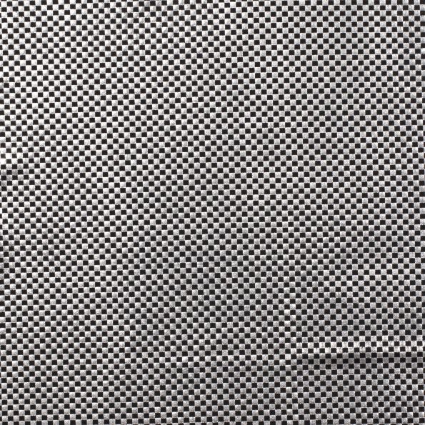 Tissu Jersey Lamé Petit damier métallisé argenté sur fond Noir - Par 10 cm