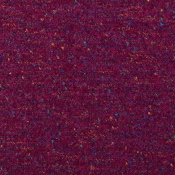 Tissu maille chenille Chiné multicolore sur fond Violet - Par 10 cm