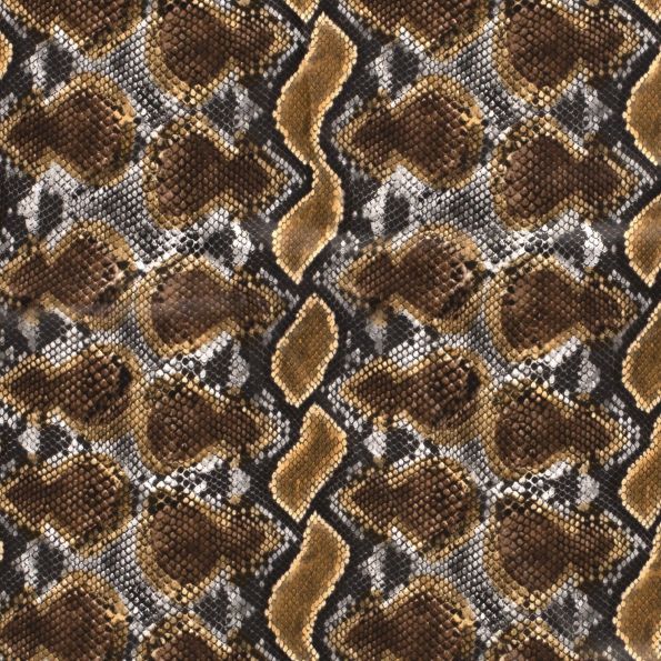 Simili cuir d'habillement Peau de reptile sur fond Camel - Par 10 cm