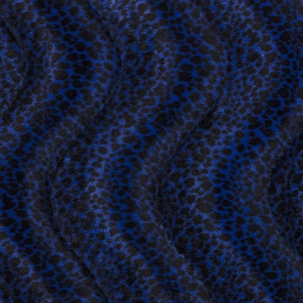 Tissu Velours Peau de bête Léopard Bleu roi - Par 10 cm
