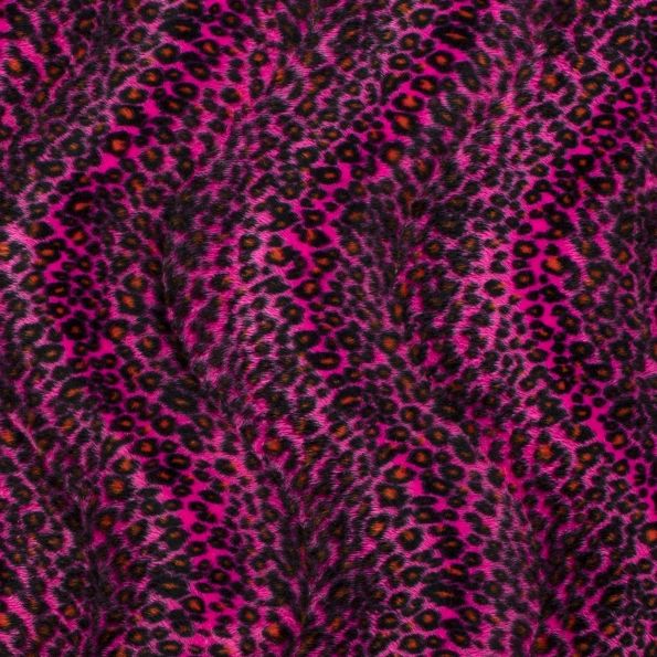 Tissu Velours Peau de bête Léopard Rose - Par 10 cm
