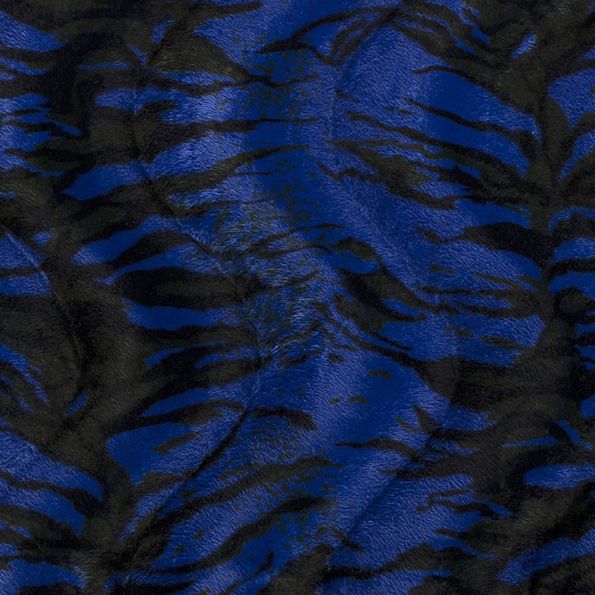 Tissu Velours Peau de bête Tigré Bleu roi - Par 10 cm