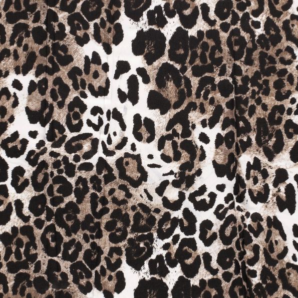 Tissu Jean satiné Léopard sur fond Blanc - Par 10 cm