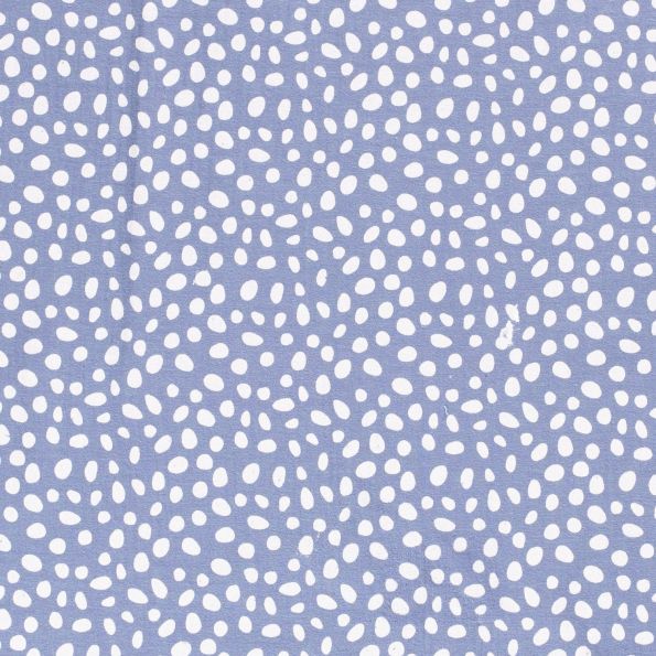 Tissu Double gaze de coton Galets  blancs sur fond Bleu denim - Par 10 cm