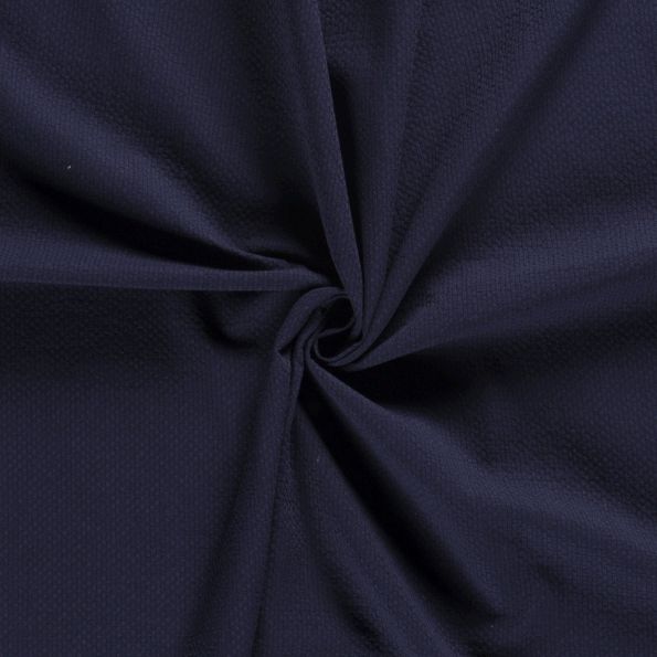 Tissu Gaze de coton Alvéolé sur fond Bleu marine - Par 10 cm