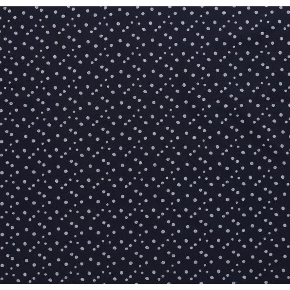 Tissu Popeline de coton Pois déstructurés blancs sur fond Bleu marine - Par 10 cm