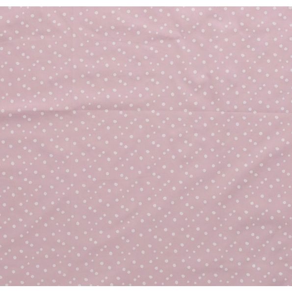Tissu Popeline de coton Pois déstructurés blancs sur fond Rose pâle - Par 10 cm