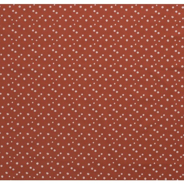 Tissu Popeline de coton Pois déstructurés blancs sur fond Brique - Par 10 cm