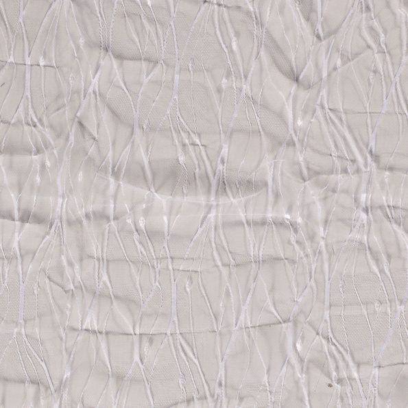 Tissu Dentelle tulle souple Broderie abstraite sur fond Blanc - Par 10 cm