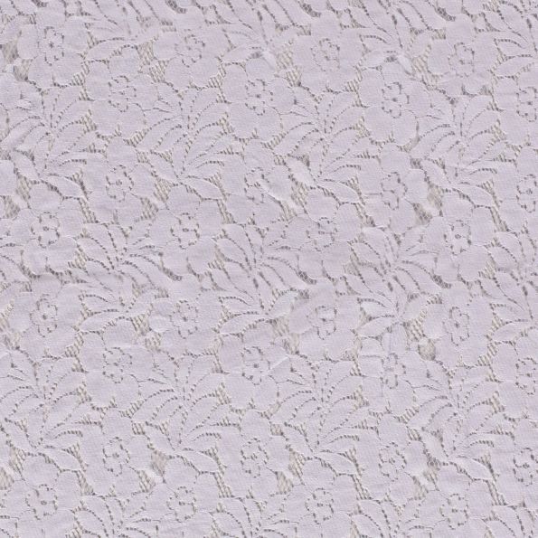 Tissu Dentelle Julia Fleuris sur fond Blanc - Par 10 cm