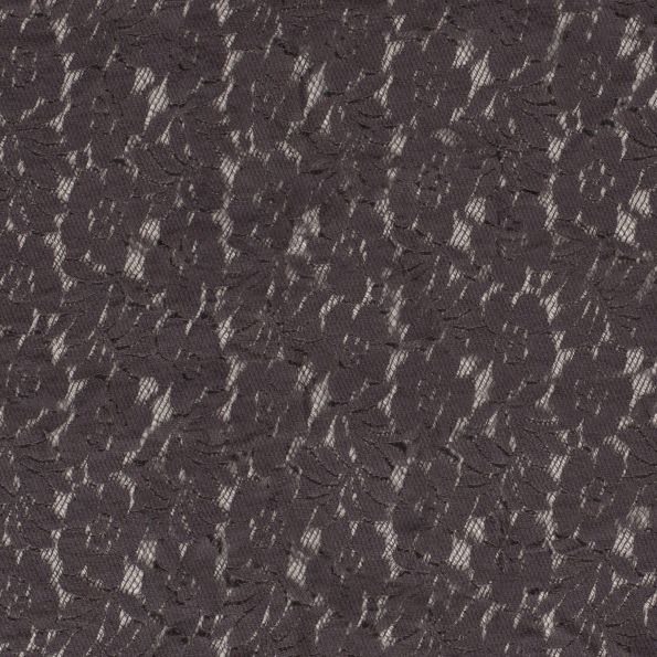 Tissu Dentelle Julia Fleuris sur fond Gris anthracite - Par 10 cm