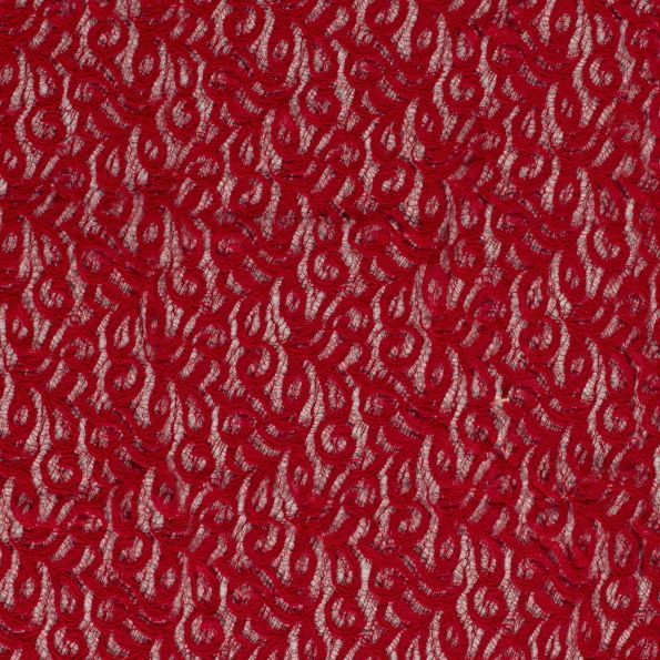 Tissu Dentelle Olga arabesque Rouge - Par 10 cm