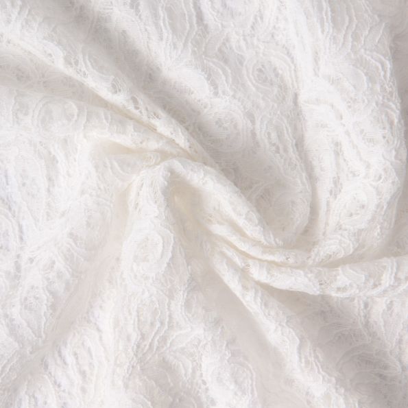 Tissu Dentelle Olga arabesque Ecru - Par 10 cm