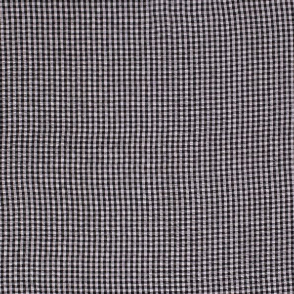 Tissu Seersucker Vichy Noir - Par 10 cm