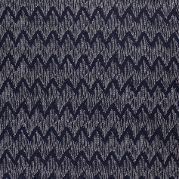 Tissu Jersey Polyester épais Zigzag sur fond Bleu marine - Par 10 cm