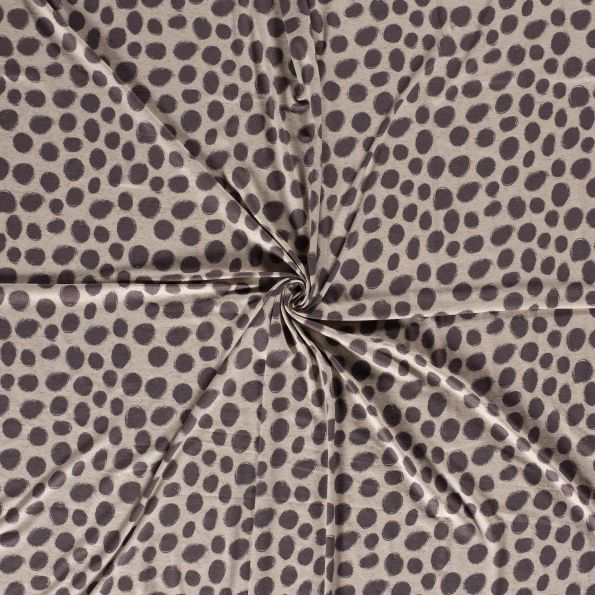 Tissu Viscose Lin extensible Galets sur fond Naturel - Par 10 cm