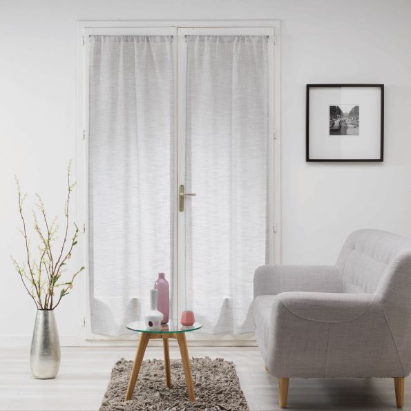 Rideau Voilage vendu par paire Passe Tringle Tissé Balazuc Gris - 2 x 70 x 200 cm