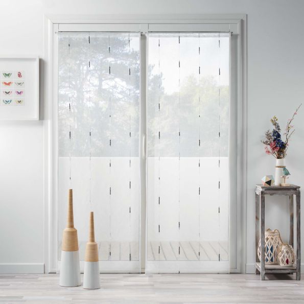 Rideau Voilage vendu par paire Passe Tringle Sable Fils Chenille Ainhoa Gris - 2 x 70 x 200 cm