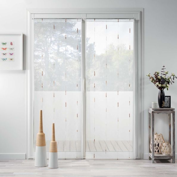 Rideau Voilage vendu par paire Passe Tringle Sable Fil Chenille Ainhoa Naturel - 2 x 70 x 200 cm