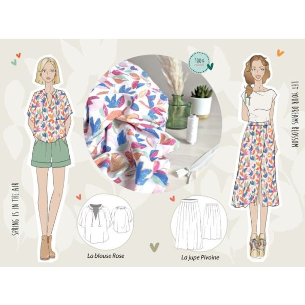 Craftine Box Blouse Rose et Jupe Pivoine