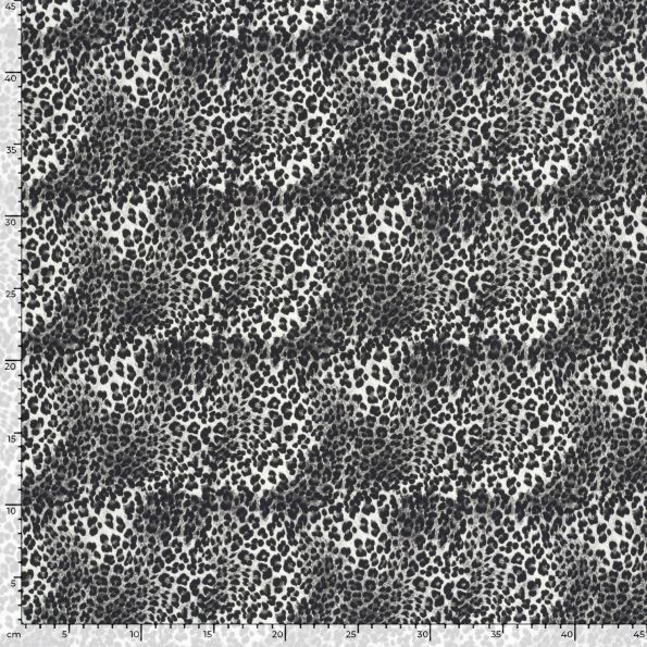 Tissu Sweat léger French Terry Alya léopard Noir sur fond Blanc - Par 10 cm