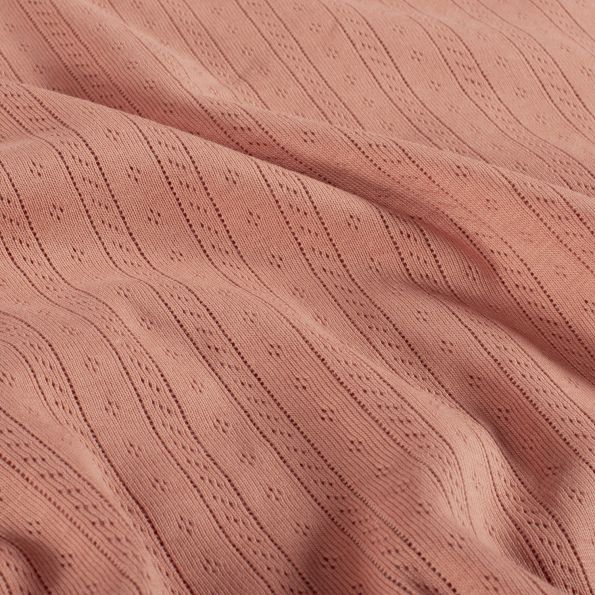 Tissu Jersey Coton ajouré Camille uni Corail - Par 10 cm