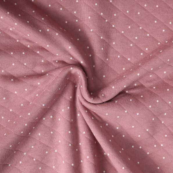 Tissu Matelassé pois Céline sur fond Mauve clair - Par 10 cm